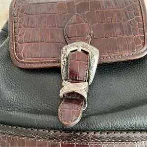 Brighton Black/Brown Medium Sized Leather Backpack Nice Brown & Black Leather Brighton Backpack Purse | eBay main image 2